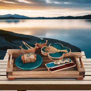 Juego de cocina de madera Bandeja de servicio Plato Hot case esmalte en madera sheeri Artesanías - Product Image 4