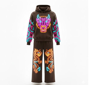 Men's Sublimated Tech Hoodie Neon Glowing Design and Digital Circuitry Pattern Modern Streetwear Fashion Top - Product Image 1