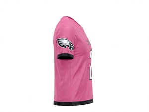 Maillot de football rose personnalisé en gros avec numéro imprimé 1, vêtements de sport en tissu mesh respirant de haute qualité pour hommes et femmes - Product Image 4