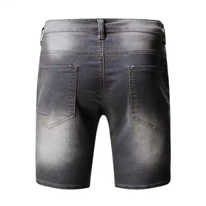 Jeans Cortos Rectos de Corte Regular para Hombre, Mezclilla Lavada, Estilo Desgastado, Transpirables, Cintura Media, Casuales, 100% Algodón - Product Image 6