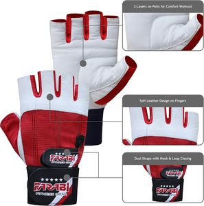 Gants de musculation en cuir Farabi Sports avec poignées, longue protection du poignet, respirants, antidérapants et légers pour la gym, le cyclisme et les activités de plein air - Product Image 2