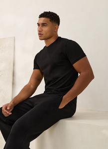 T-shirt épais 300 g/m² en coton 100 % personnalisé avec impression de logo pour hommes – T-shirts unis imprimés blancs et noirs - Product Image 3
