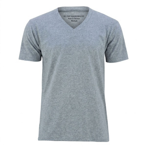 T-shirt col V pour homme, vente en gros, haute qualité, 100% coton, couleur unie, manches courtes, coupe slim, décontracté, fabricant pakistanais - Product Image 1