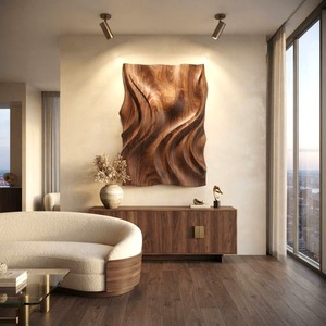 Arte Mural de Madera Moderno Orgánico, Escultura Abstracta de Madera, Decoración de Pared Japandi, Arte en Relieve de Madera Minimalista, Decoración de Pared Contemporánea - Product Image 4