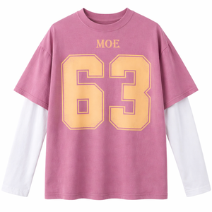 Camiseta de fútbol americano de manga larga con doble capa de algodón estilo streetwear oversize para mujer, personalizada al por mayor - Product Image 6