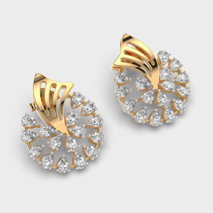 Boucles d'oreilles créoles fleuries plaquées or 18 carats de luxe avec diamant taille poire pour femme, bijoux de mariage - Product Image 3