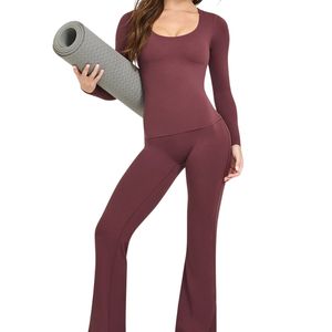 Pantalon de yoga évasé taille haute pour femme, leggings de sport, vêtements de fitness, fournisseur OEM ODM d'activewear - Product Image 5