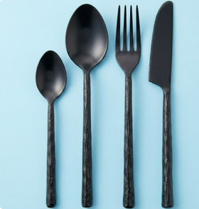 Hand Forged Handle Matte Black Cutlery <b>Flatware</b> Set Of 4 Premium Luxury Cutlery Set Durable Stainless Steel Dishwasher Safe - Product Image 2