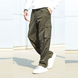 Pantalon cargo pour homme à logo personnalisé, coupe droite, plusieurs poches, taille élastique avec cordon de serrage, décontracté, poids moyen, polyester, OEM, vente chaude - Product Image 2