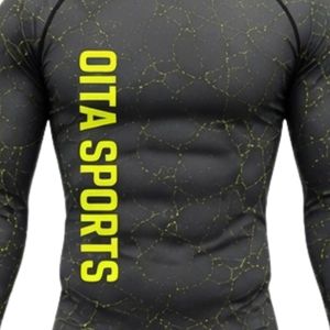 Charcoal Grey Long Sleeve Compression <b>Shirt</b> Crackle Print Athletic Training Gym Workout Breathable Sublimated Performance Sports - Product Image 5