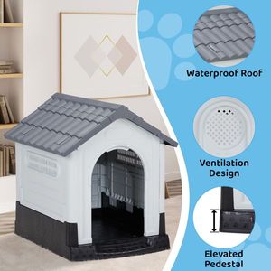 33-Inch Large Plastic Insulated Pet House with Elevated Floor Indoor Outdoor Doghouse with Air Vents & Water Resistant Features - Product Image 6