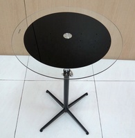 Table basse ronde en verre moderne avec hauteur réglable, design noir petit et léger SCE TB-207G pour la maison, salon, meubles