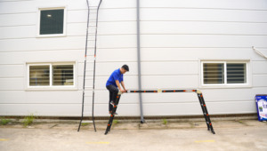 EN131 Aluminum Alloy Folding <b>Ladder</b> Manual Lock Mechanism Hotel Use Telescopic Stair NVLG 300 Lbs Capacity - Product Image 5
