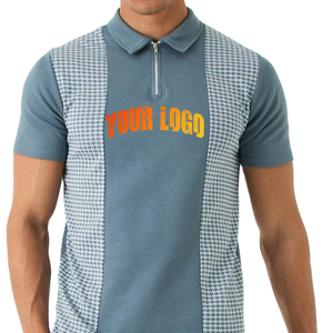 Ensemble 2 pièces bleu pour homme : Polo à manches courtes zippé et short – Tenue streetwear d'été personnalisable avec logo – Dernier style respirant - Product Image 5