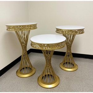 Ensemble de supports à gâteaux modernes en métal avec socle pour cupcakes et base haute pour la présentation et le service de desserts pour bébés, couleur or plaqué, support long - Product Image 6