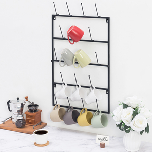 MyGift 5-Tier Wall <b>Mug</b> Rack - Industrial <b>Black</b> Metal Coffee Cup Holder for Kitchen Storage - Product Image 3
