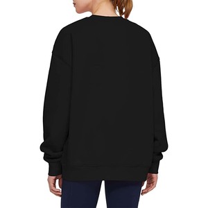 Sweat-shirt surdimensionné à col rond pour femme, couleur unie, épaules tombantes, manches longues, en coton tricoté, décontracté, haut d'automne - Product Image 5