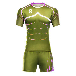 High Quality Men's Breathable Polyester/Cotton Rugby Shirts OEM Sportswear Customized Logo Sublimated Print Rugby Uniform - Product Image 2