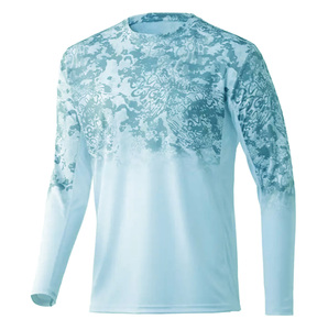 Chemise de pêche unisexe à manches longues avec capuche, 100 % polyester, personnalisable OEM, respirante, avec masque intégré, protection UPF 50, impression numérique, 220g, vêtements de pêche - Product Image 1