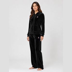 Women Winter Streetwear Hooded <b>Velour</b> <b>Tracksuit</b> Printed Eco-Friendly Lightweight Warm Fabric Comfortable Fit Custom Logo - Product Image 3