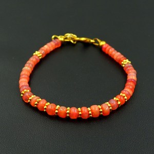 Bracelet en perles d'opale d'Éthiopie naturelle orange HAYAAT GEMS |   Bijoux d'anniversaire de luxe en pierres précieuses multicolores AAA, octobre - Product Image 3
