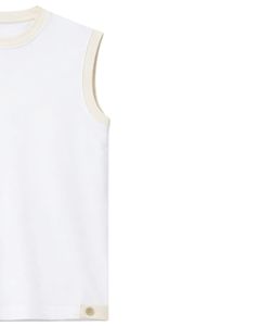 Customized Men White Sleeveless Tank Top And Shorts <b>Set</b> Casual Summer Cotton Outfit Contrast Trim Drawstring Two Piece <b>Set</b> - Product Image 2