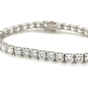 Bracelet tennis pour femme en acier inoxydable plaqué argent/or, serti de diamants taille brillant, style vintage, certifié IGI, pour mariage - Product Image 1