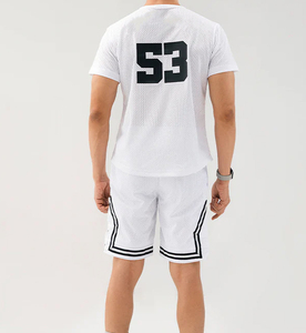 T-shirts et shorts d'été pour hommes, tenue décontractée de rue, t-shirt imprimé DTG, shorts tricotés en deux pièces, style streetwear, 2 pièces, vente chaude - Product Image 5