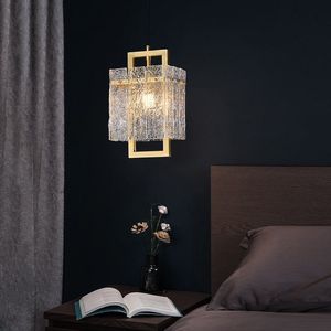 Jewell 1-<b>Light</b> Brass <b>Geometric</b> Pendant <b>Light</b> with Water-Ripple Glass <b>Shade</b> Stylish Chandelier for Home Decor - Product Image 5