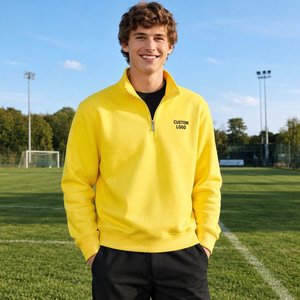 Wholesale Men's Quarter Zip Pullover Sweatshirt <b>White</b> Lightweight Long <b>Sleeve</b> Minimalist Urban Casual Fashion Clothing - Product Image 5