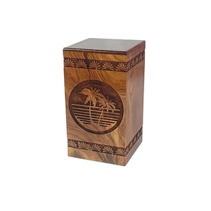 Handmade Wooden Pet <b>Urn</b> Rectangle Shape Tree of Life Design Durable for Dogs - Product Image 3
