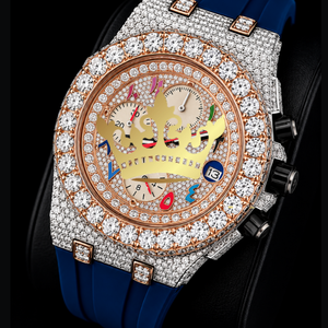 Custom Logo Multi Color Dial Quartz Watch Gem Set Luxury Men’s Wristwatch - Product Image 4