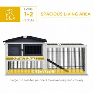 Nichoir pour lapins d'extérieur gris foncé de 59 pouces avec toit ouvrant, 2 niveaux, mobilier pour animaux de compagnie - Product Image 3