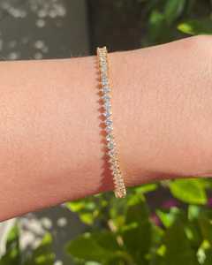 สร้อยข้อมือทองคำแท้ 14K ประดับเพชรทรงกลมเจียระไนแบบลิงค์ F VS เพชรสร้างในห้องปฏิบัติการ เครื่องประดับแต่งงาน สร้อยข้อมือสั่งทำพิเศษ ผู้จำหน่ายขายส่ง - Product Image 2