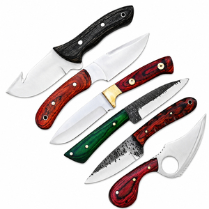 Couteau à dépecer Burraq fait main en acier Damas, épaisseur 0,5 mm (0,025 po), manche en bois coloré, option DIY/OEM, lame Drop Point, 9 pouces - Product Image 5