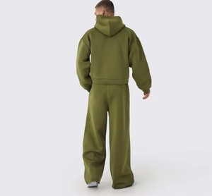 Conjunto Deportivo Personalizado de Sudadera con Capucha de Forro Polar y Algodón con Cierre y Pantalones Deportivos para Hombre - Product Image 2