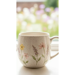 Taza de Café de Cerámica con Asa en Forma de Corazón, Linda Taza de Leche/Té de Gres con Patrón de Corazón Rojo Pintado a Mano, Creativa para San Valentín - Product Image 5
