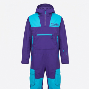 Combinaison de ski d'hiver imperméable et coupe-vent personnalisée 10 000 mm pour sports de montagne en plein air, à capuche, en polyester/nylon MALUZA - Product Image 1