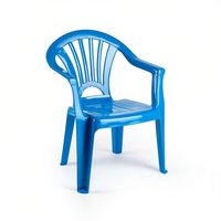 Silla Infantil de Plástico Resistente para Jardín, Redonda, de Estilo Contemporáneo, Color Azul