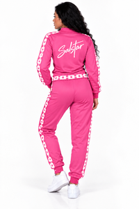 Custom <b>Women</b>’s Tracksuit Set Pink <b>White</b> Sportswear Two Piece <b>Jogger</b> Suit Athletic Training Wear Wholesale Factory Supplier - Product Image 2
