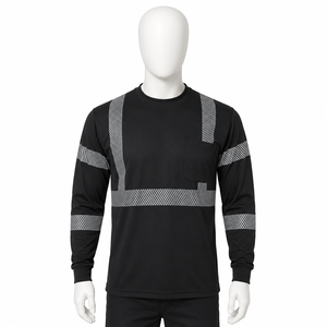 High Visibility Long Sleeve Safety T-Shirt with Reflective Tape Breathable Industrial Construction Workwear Shirt with Pocket - Product Image 1