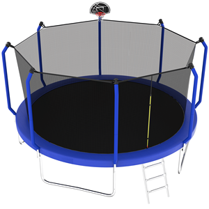 14FT parco trampolino all'aperto con astma canestro da basket omologato tipo rinforzato rete di recinzione - Product Image 3