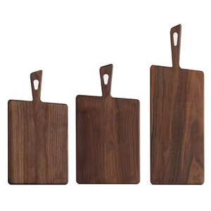 Planche à découper en bois de noyer à grain traversant, forme poignée, écologique, pour viande, charcuterie, service, cuisine, restaurant - Product Image 1