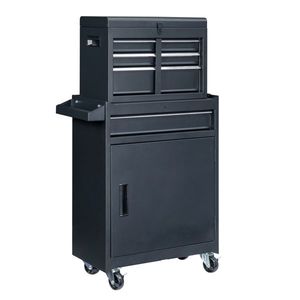 Chariot à outils en acier noir avec 7 tiroirs et roulettes, établis roulants et boîtes à outils personnalisables OEM - Product Image 1