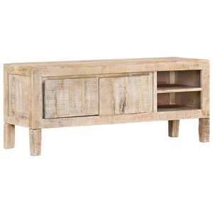 Meuble TV moyen en bois de manguier massif naturel pour salon, élégant meuble en bois naturel - Product Image 1