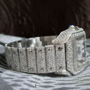 Montre Chronographe de Luxe en Or Jaune et Moissanite pour Homme, Style Hip Hop Bling, Quartz, Acier Inoxydable, Verre Étanche - Product Image 1