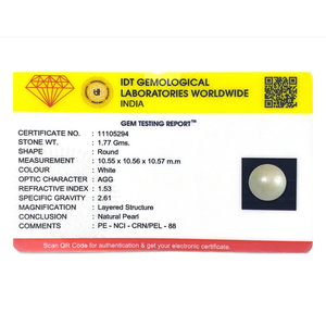 Perla Natural Certificada de 8.85 Quilates, Gema Suelta para Joyería Fina - Product Image 3