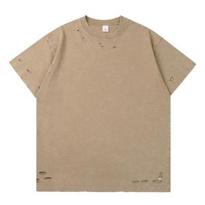 T-shirt à manches courtes en denim délavé surdimensionné pour homme, noir uni, style décontracté - Product Image 6