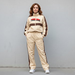 Survêtement pour femme en coton 100% OEM/ODM, hiver, uni, 2 couleurs, coupe classique confortable, logo imprimé personnalisé, respirant - Product Image 3