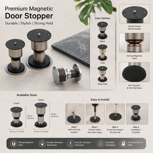 Premium Magnetic Stainless Steel Door Stopper Floor Mounted Heavy Duty Door Holder for Home Office Apartment Living Room - Product Image 6